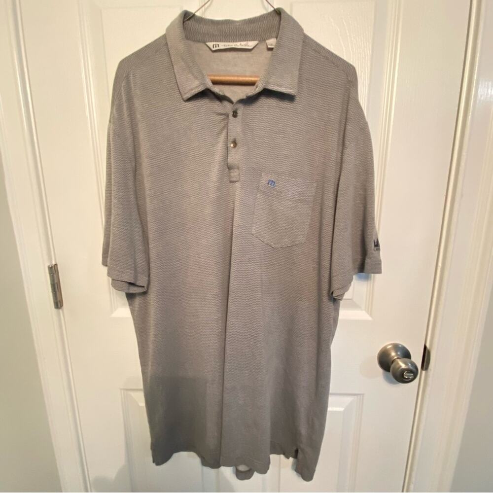 Travis Mathew Polo Shirt Mens XL Golf Gray pattern Performance